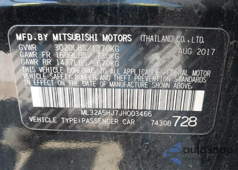 2018 Mitsubishi Mirage Gt from USA, damaged, VIN ML32A5HJ7JH003466